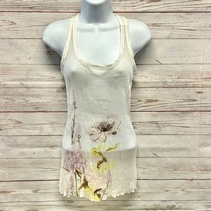 Johnny Was 4 Love & Liberty Sheer crepe and Lace Floral Tank Top rare!